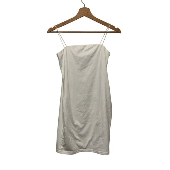 Showpo White Strappy Ribbed Bodycon Mini Dress Women's Size 10 - Picture 1 of 8